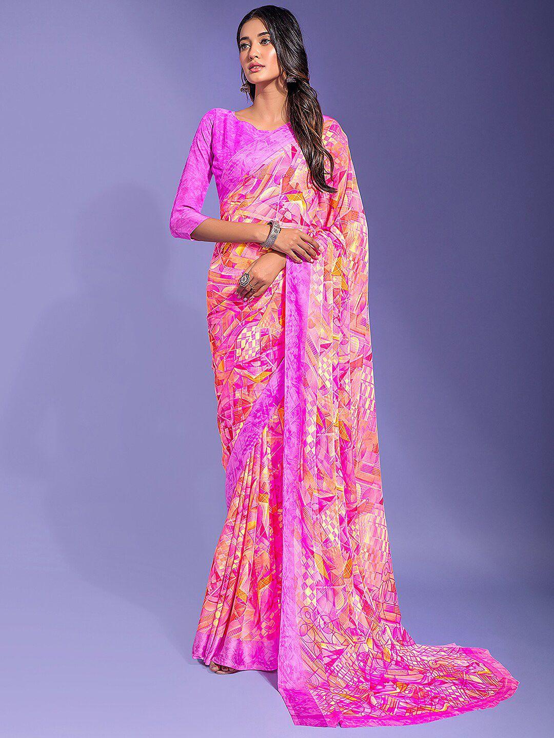 anouk pure chiffon block print saree