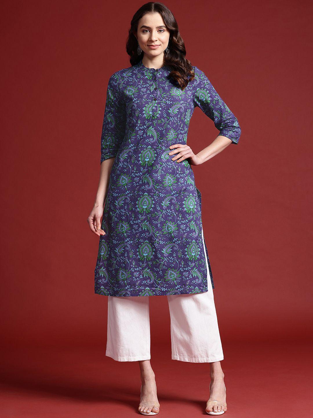 anouk pure cotton paisley printed kurta