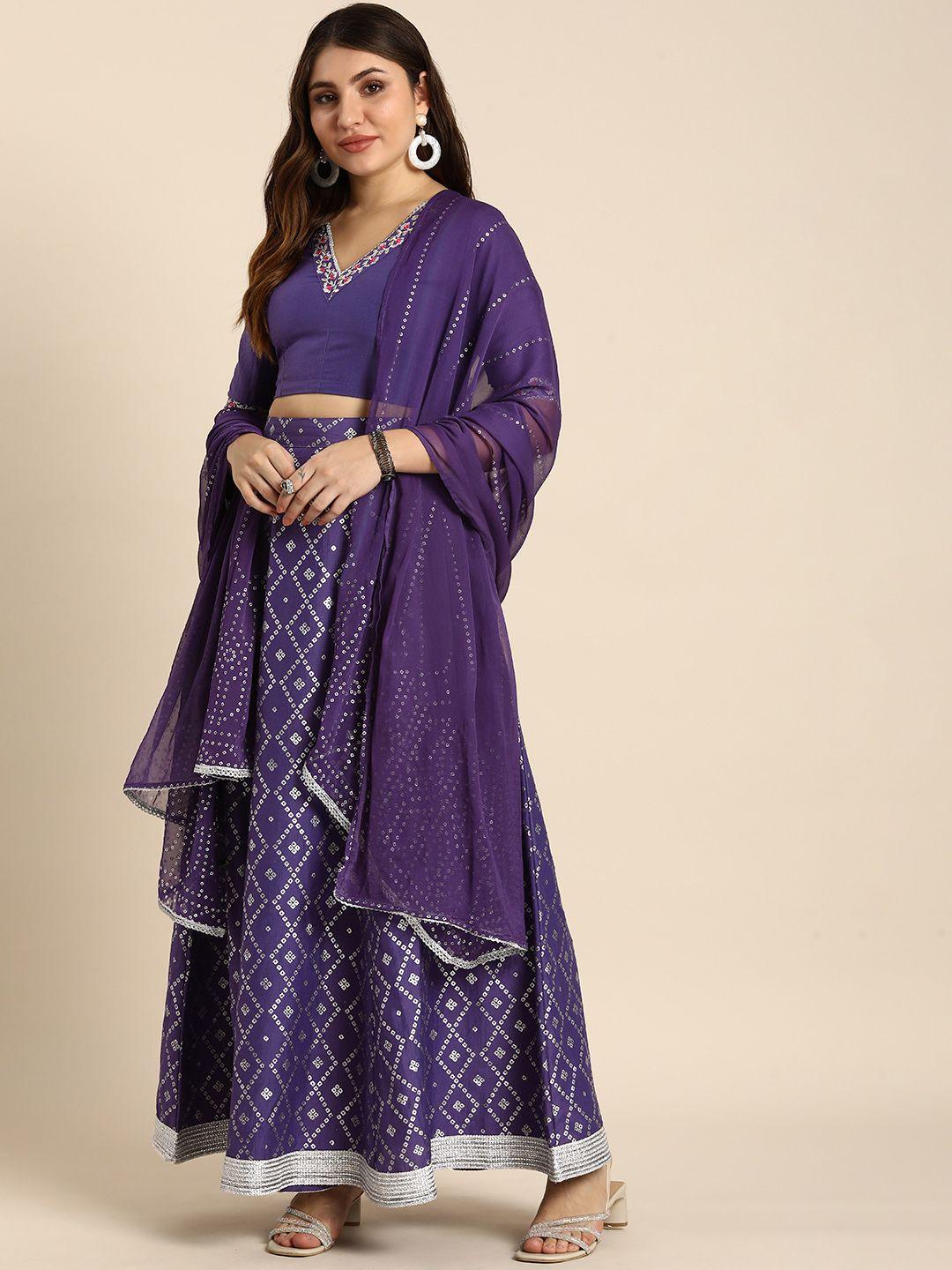 anouk ready to wear printed lehenga & blouse with printed dupatta