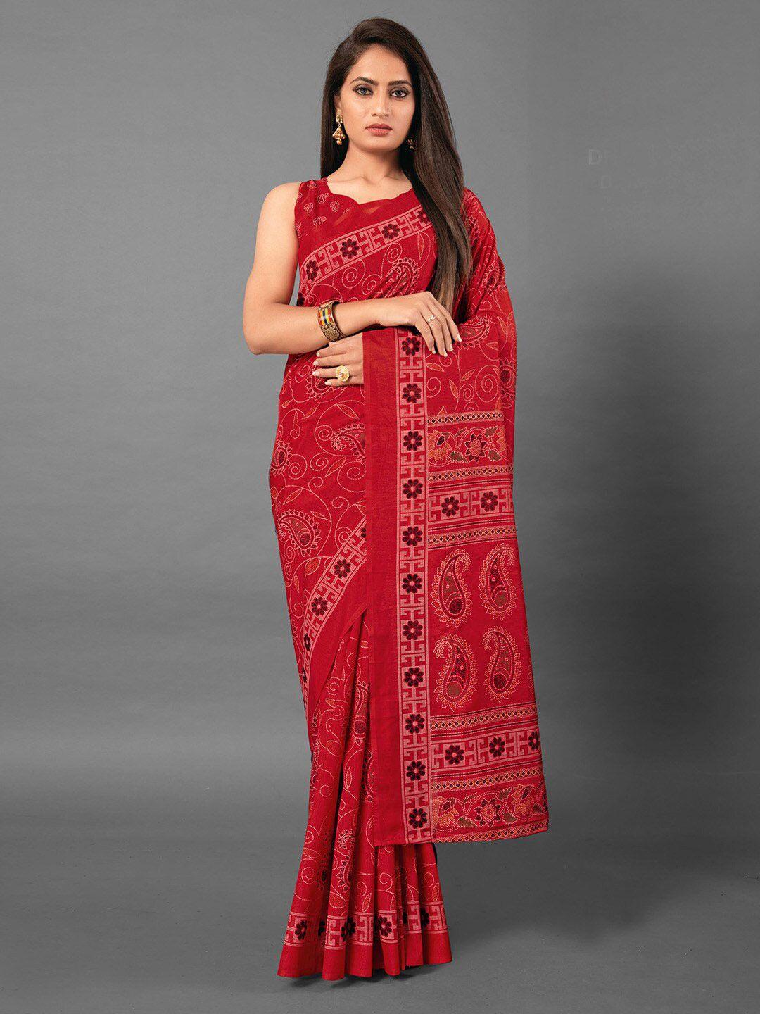 anouk red paisley printed saree