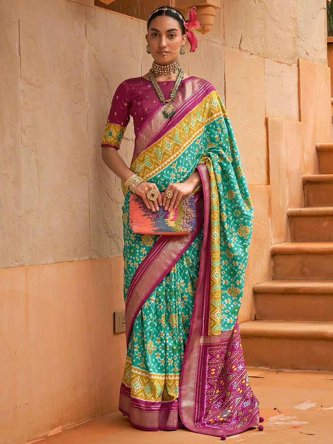 anouk sea ethnic motifs zari silk blend pochampally saree