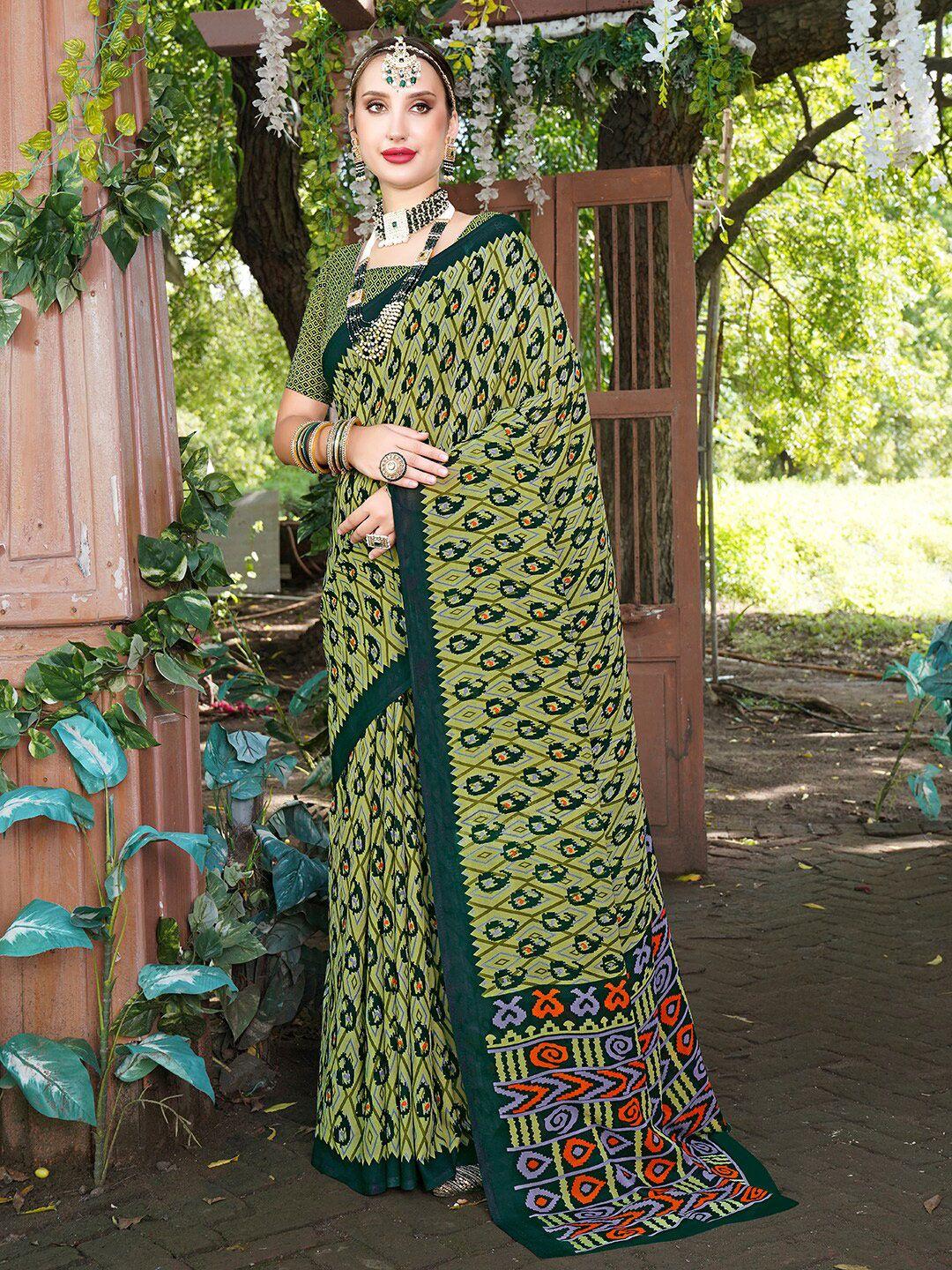 anouk sea green & red paisley art silk saree