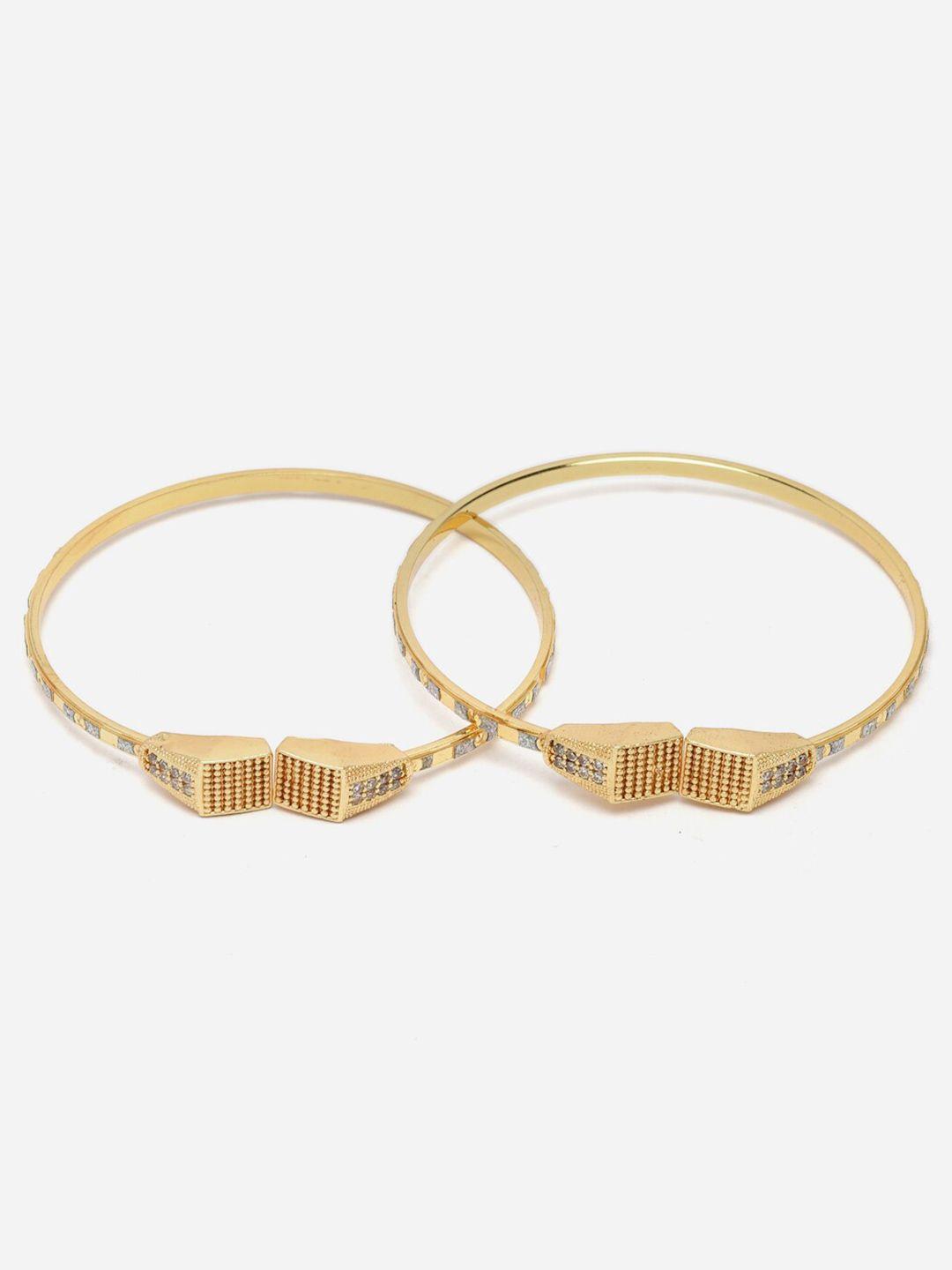 anouk set of 2 gold-plated american diamond studded kada bracelets