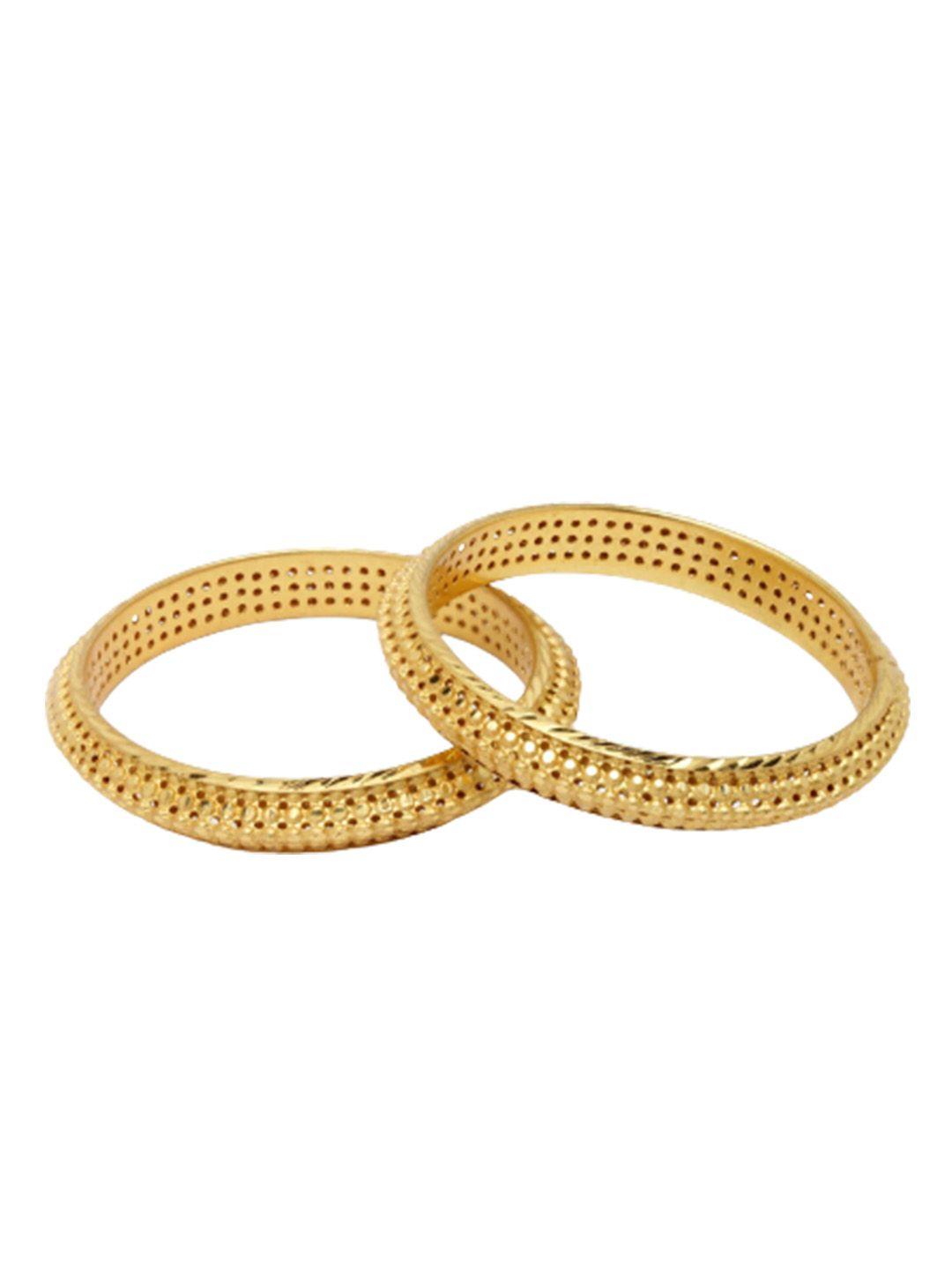 anouk set of 2 gold-plated textured bangles
