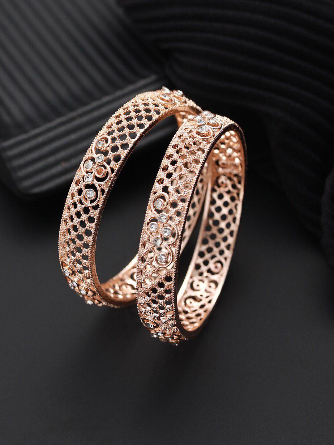 anouk set of 2 rose gold-plated cz-studded bangles