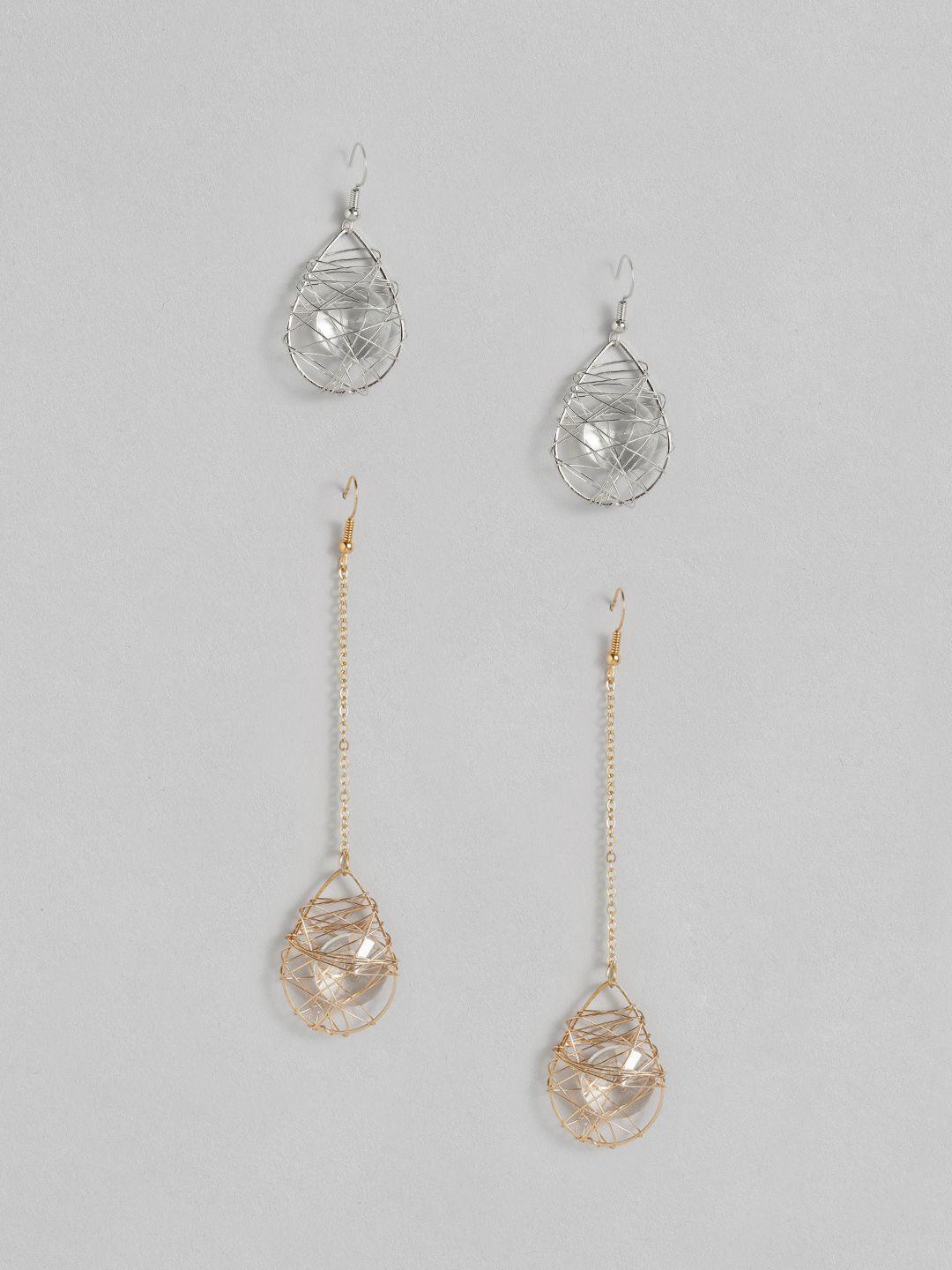 anouk set of 2 teardrop shaped drop earrings