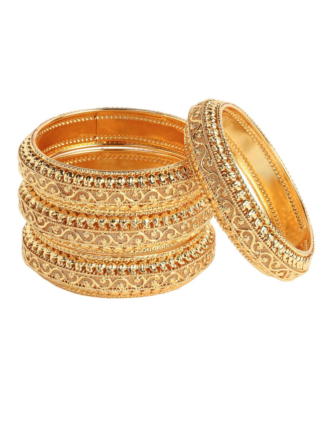 anouk set of 4 gold-plated intricate textured detail bangles