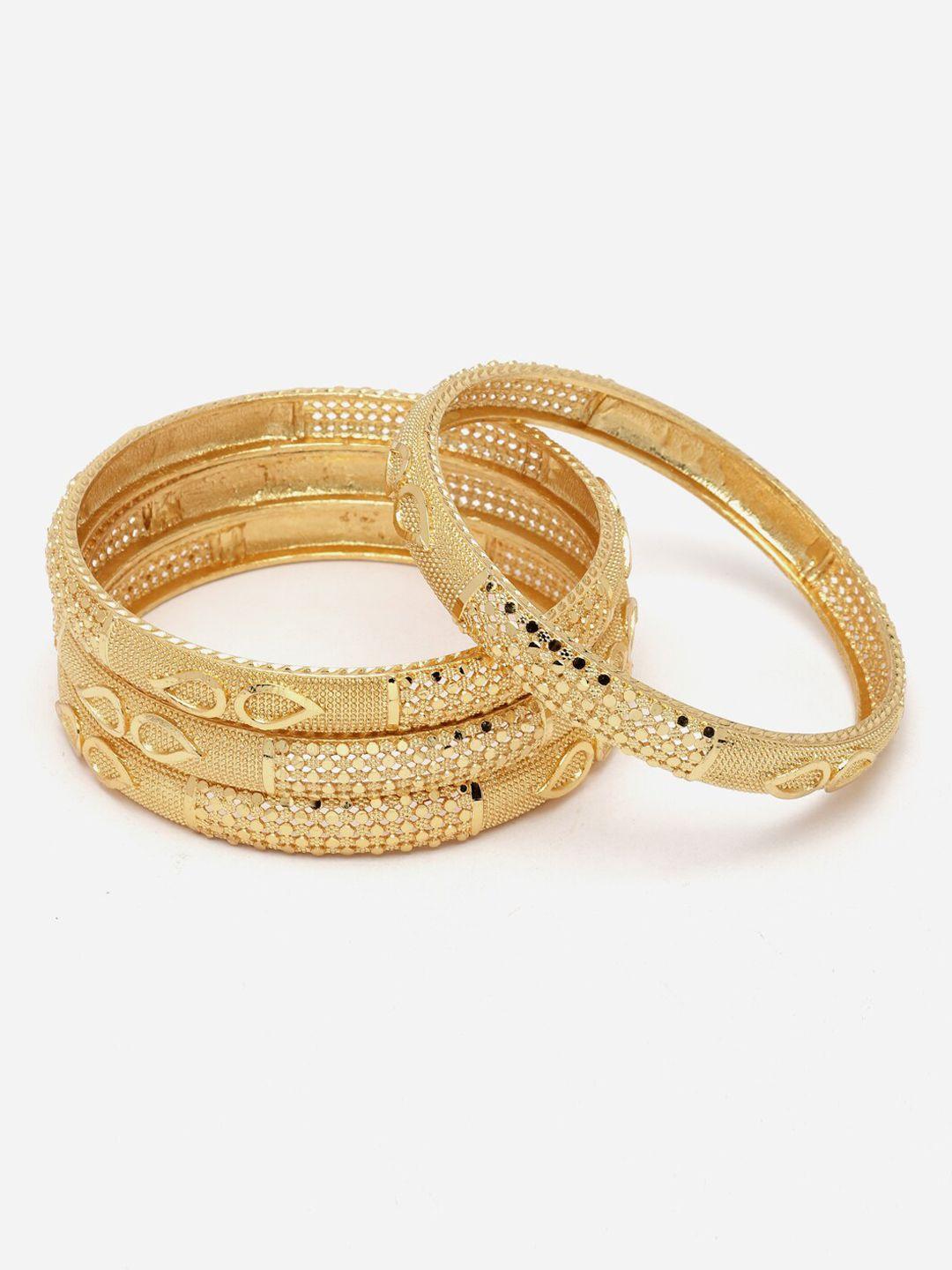 anouk set of 4 gold-toned gold-plated textured bangles