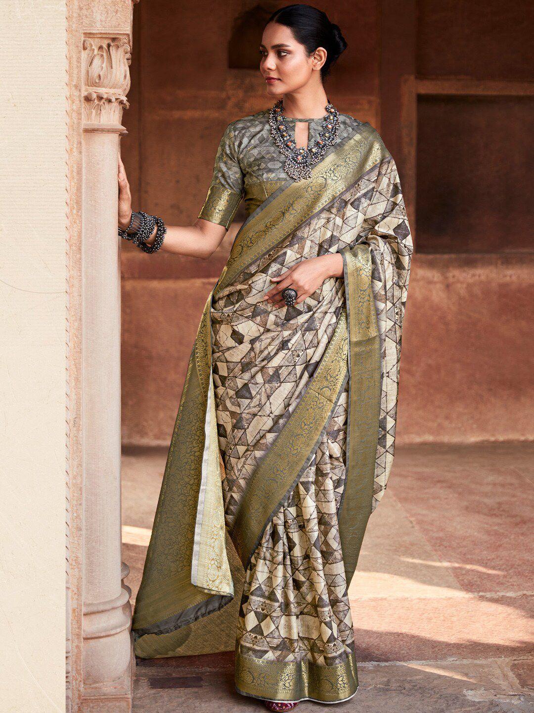 anouk silk blend designer banarasi saree