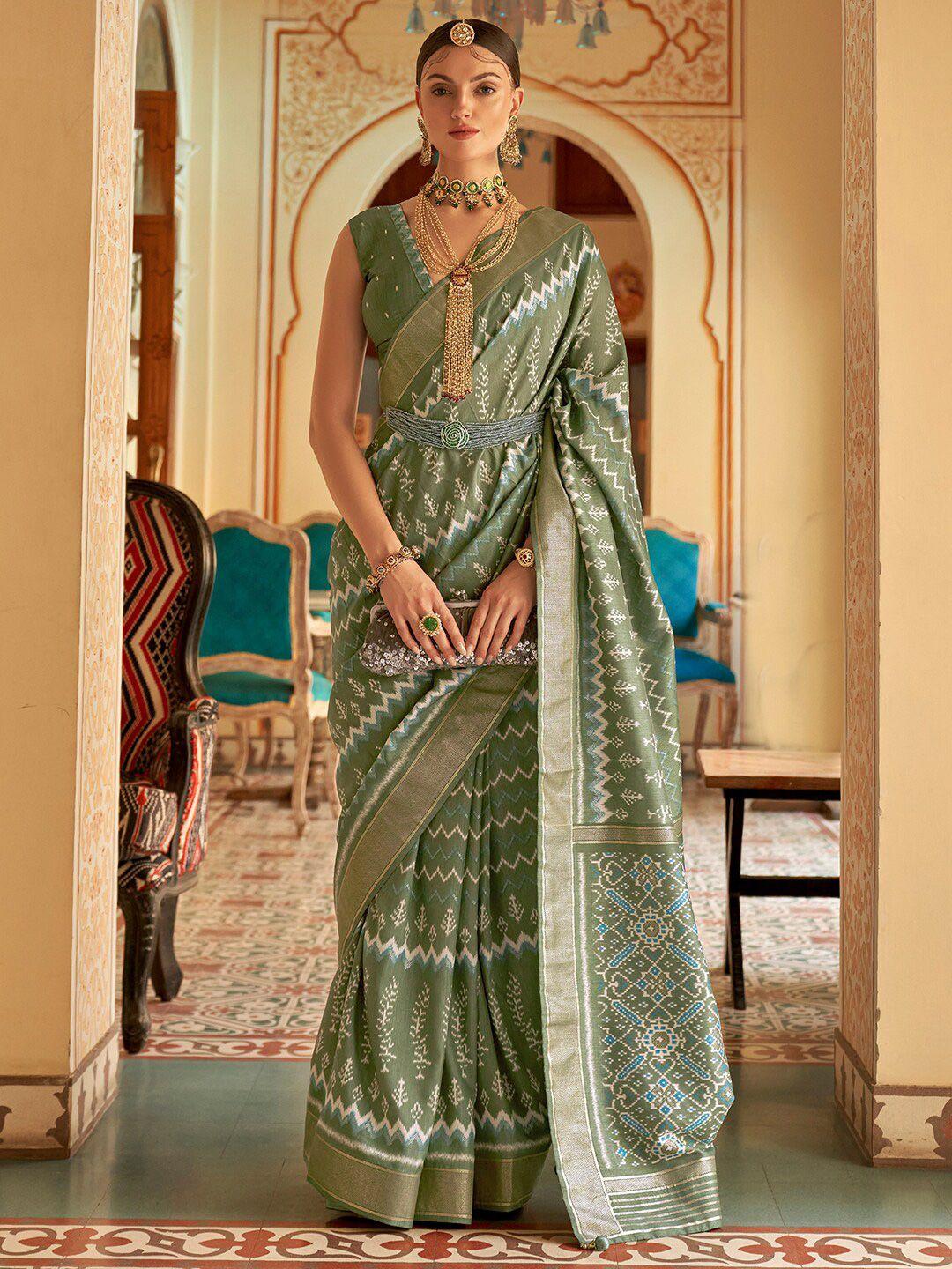 anouk silk blend ikat saree