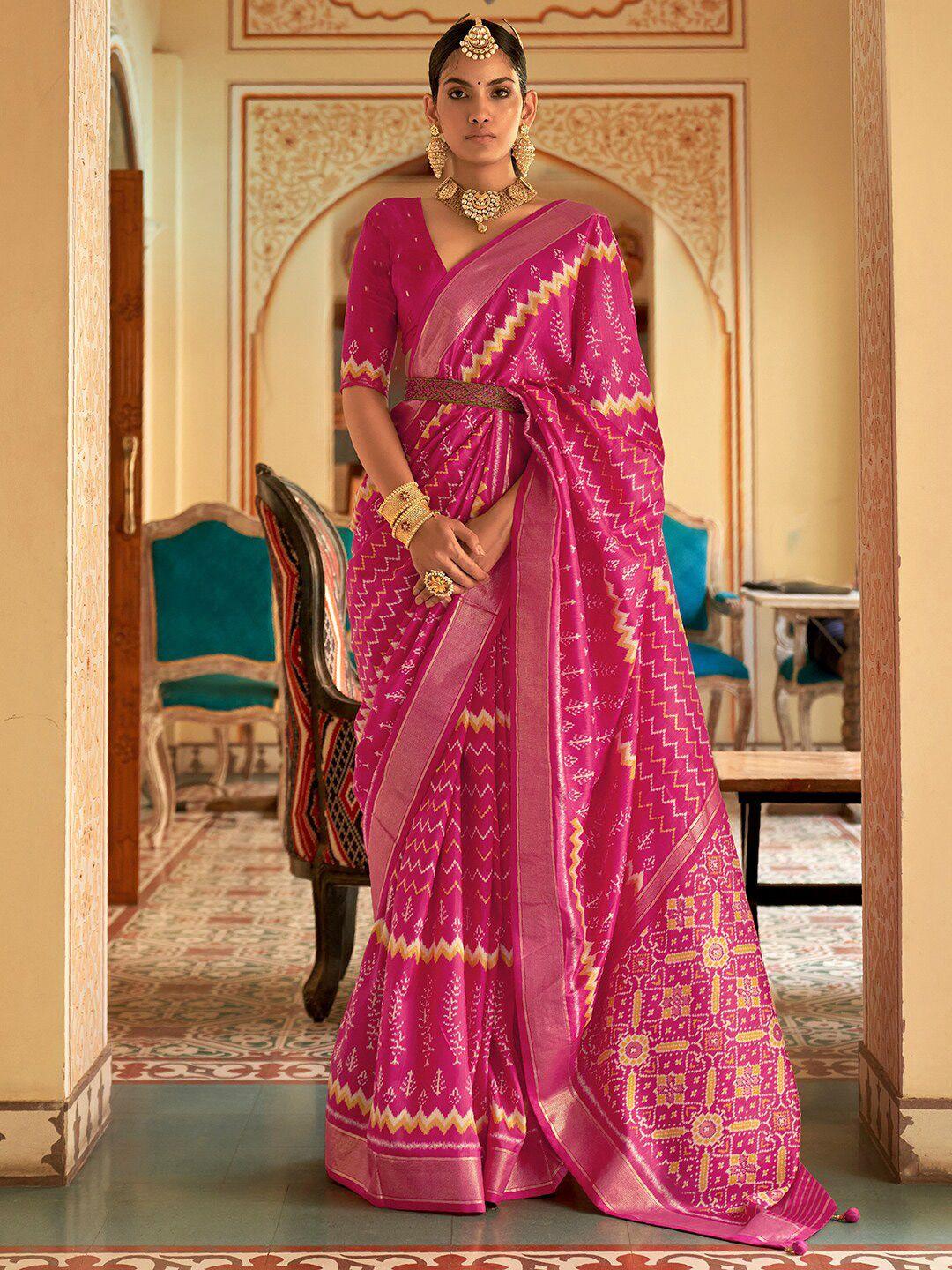 anouk silk blend ikat saree