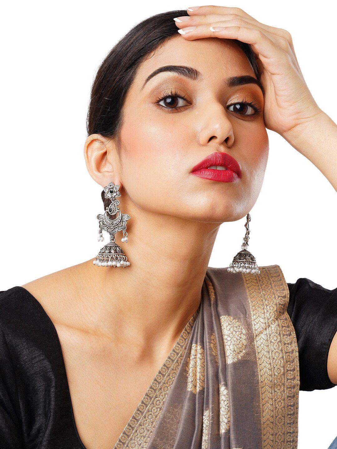 anouk silver-plated classic jhumkas earrings