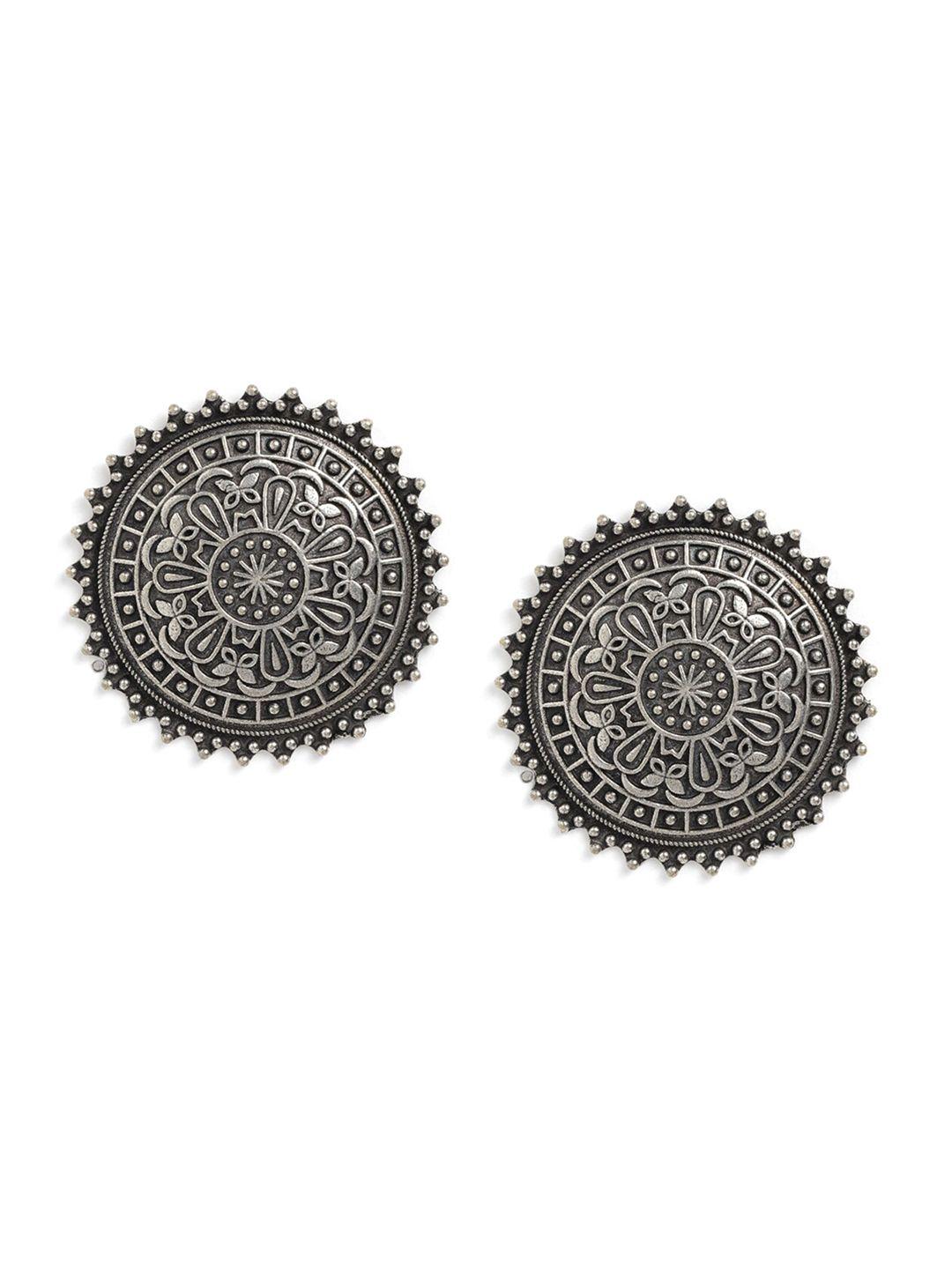 anouk silver plated silver-toned contemporary studs earrings