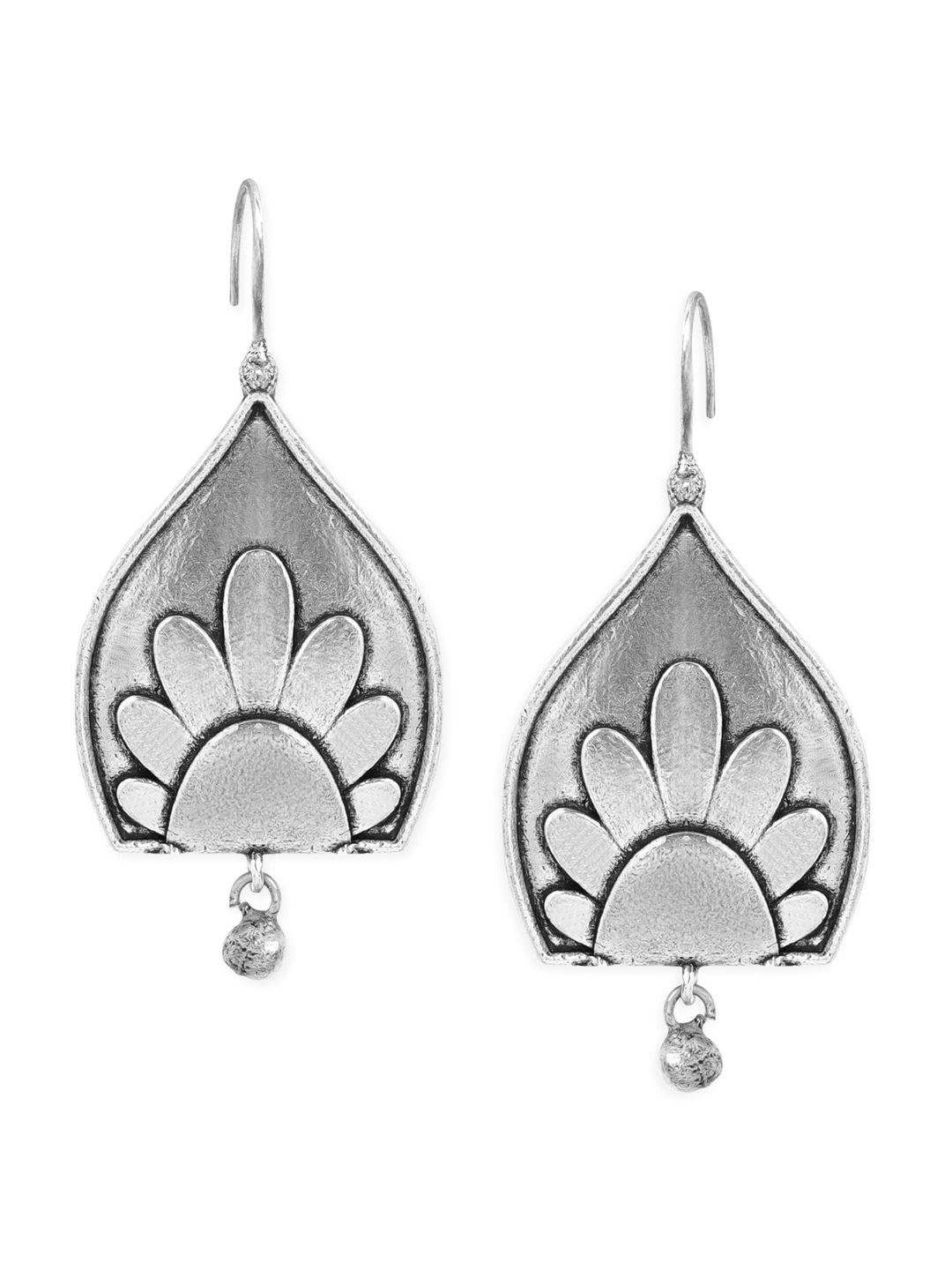 anouk silver-toned & plated contemporary handcrafted drop earrings