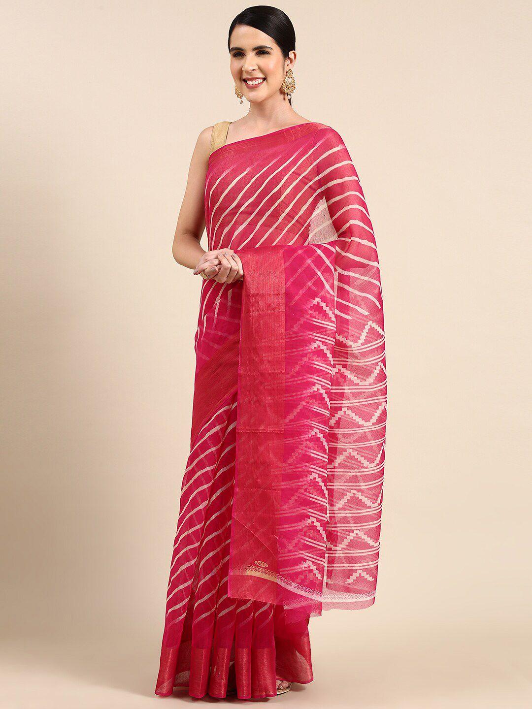 anouk striped bandhani saree