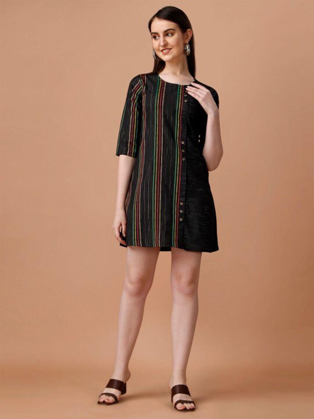 anouk striped cotton a-line dress