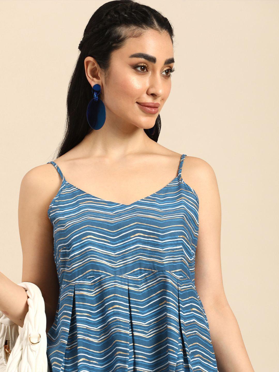 anouk striped cotton peplum crop top