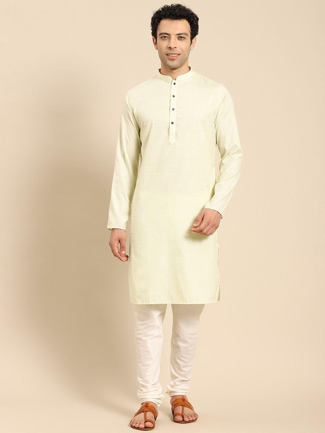 anouk striped mandarin collar straight kurta