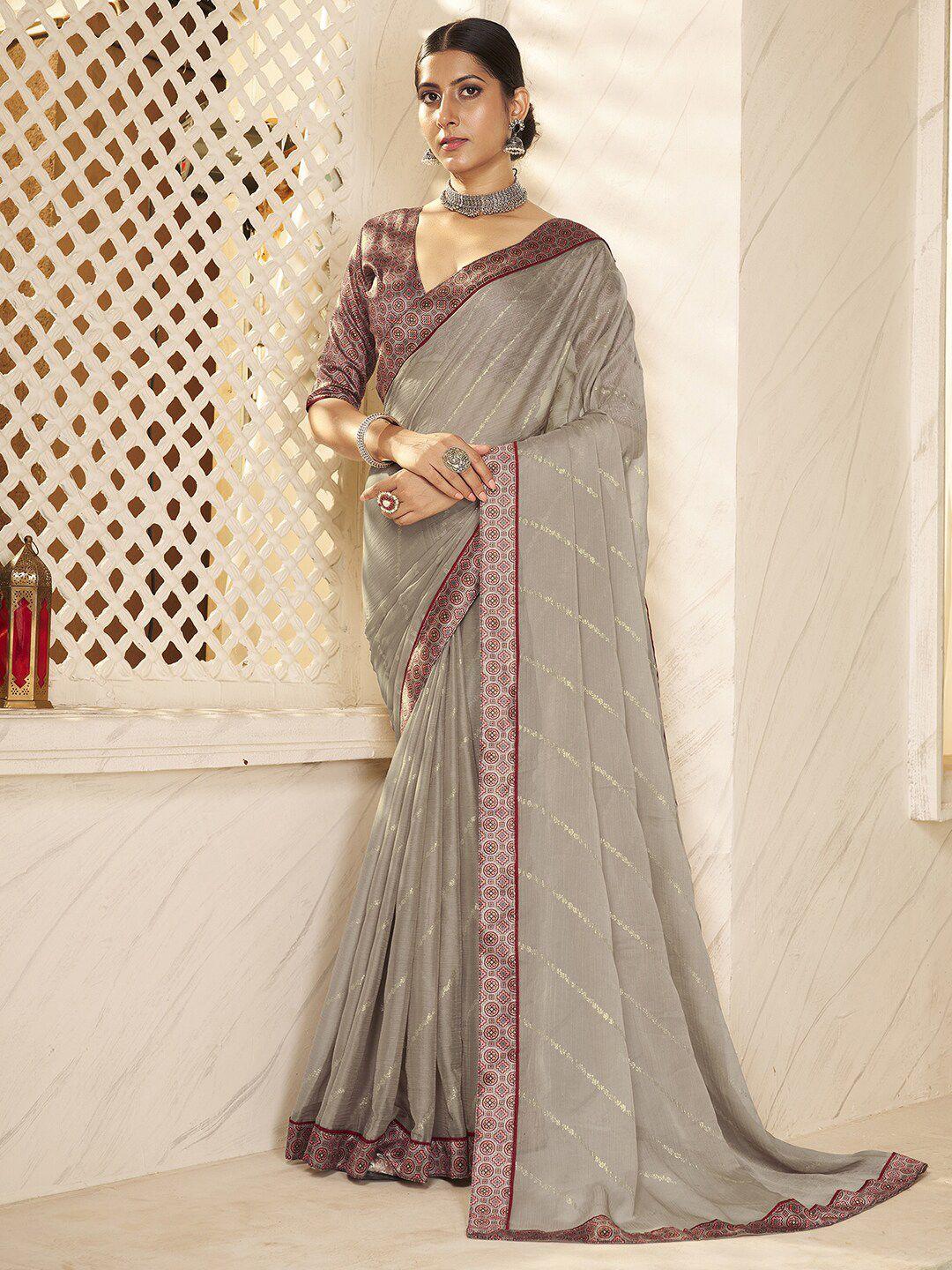 anouk striped pure chiffon saree