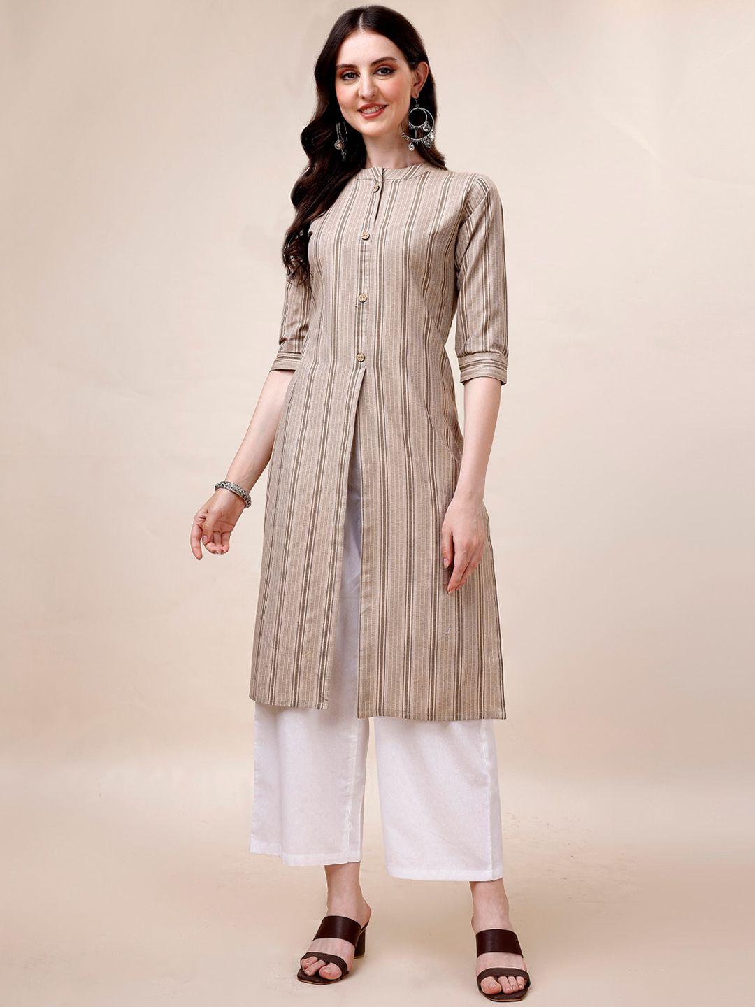 anouk striped regular pure cotton kurta with palazzos