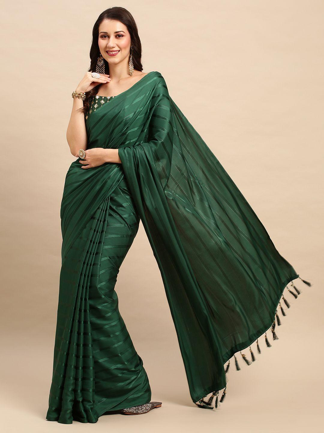 anouk striped satin saree with matching blouse