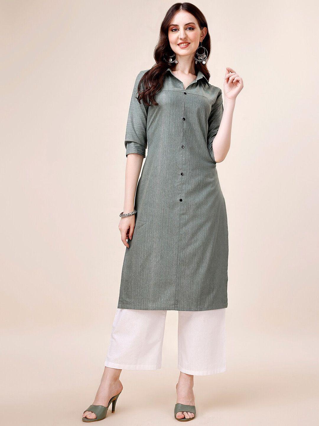 anouk striped shirt collar pure cotton kurta with palazzos