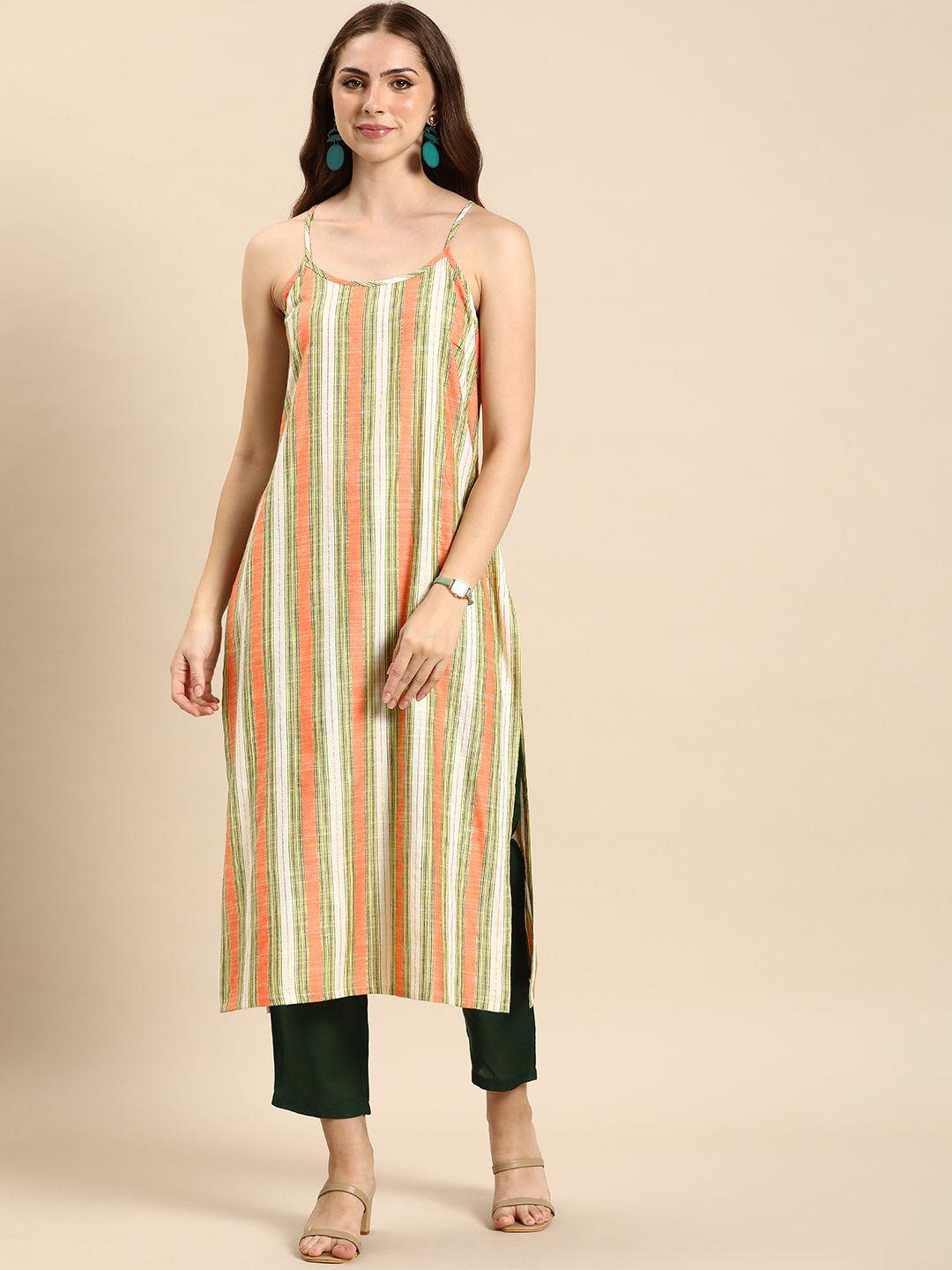 anouk striped sleeveless kurta