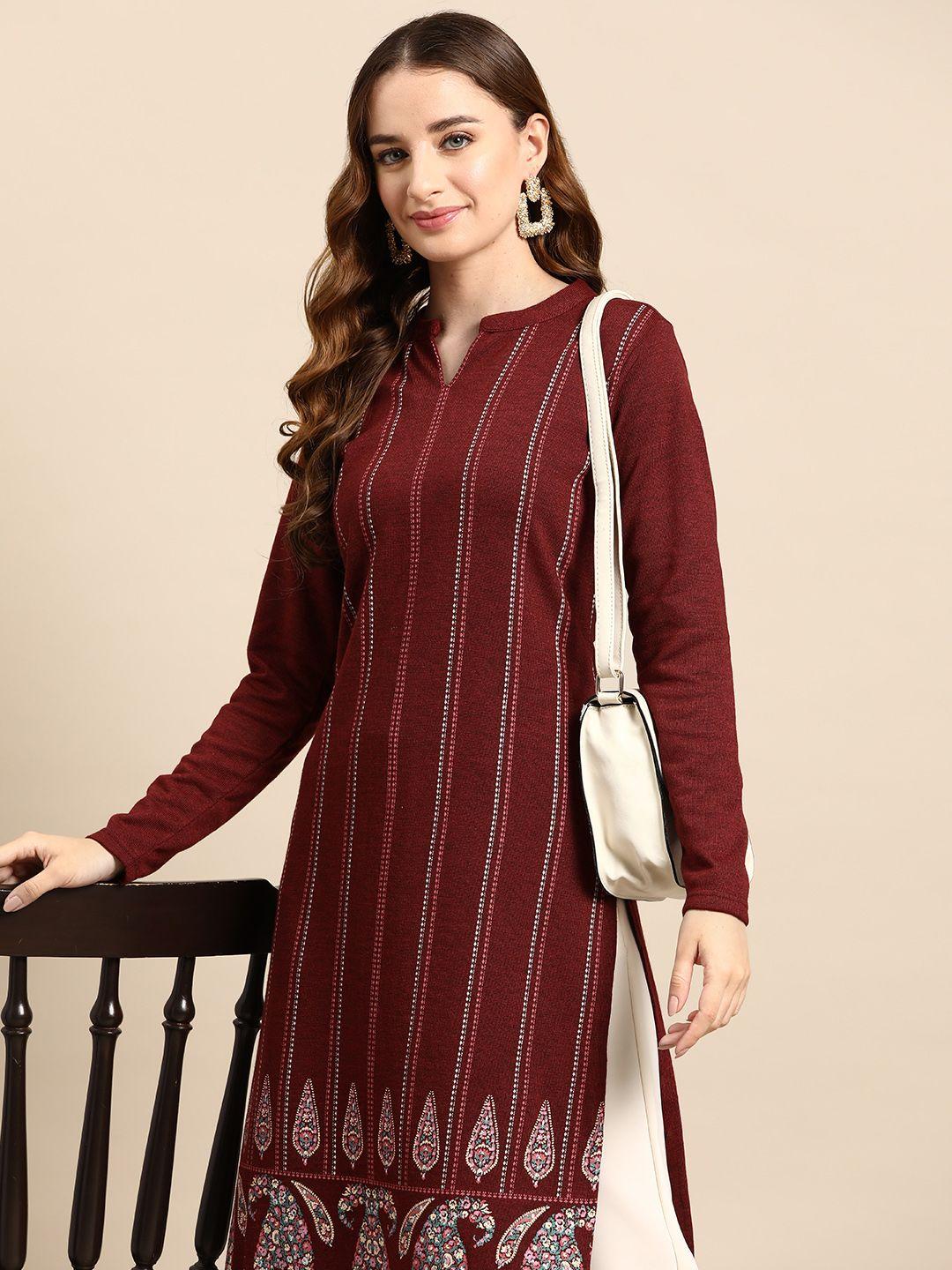 anouk striped winter kurta