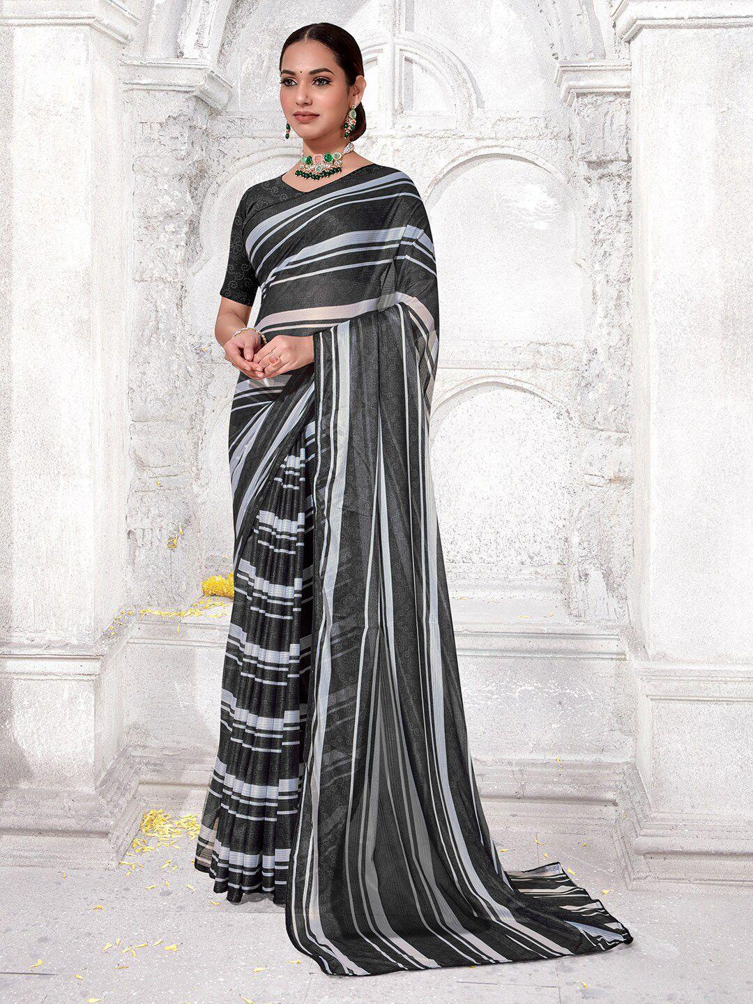 anouk striped with blouse piece saree