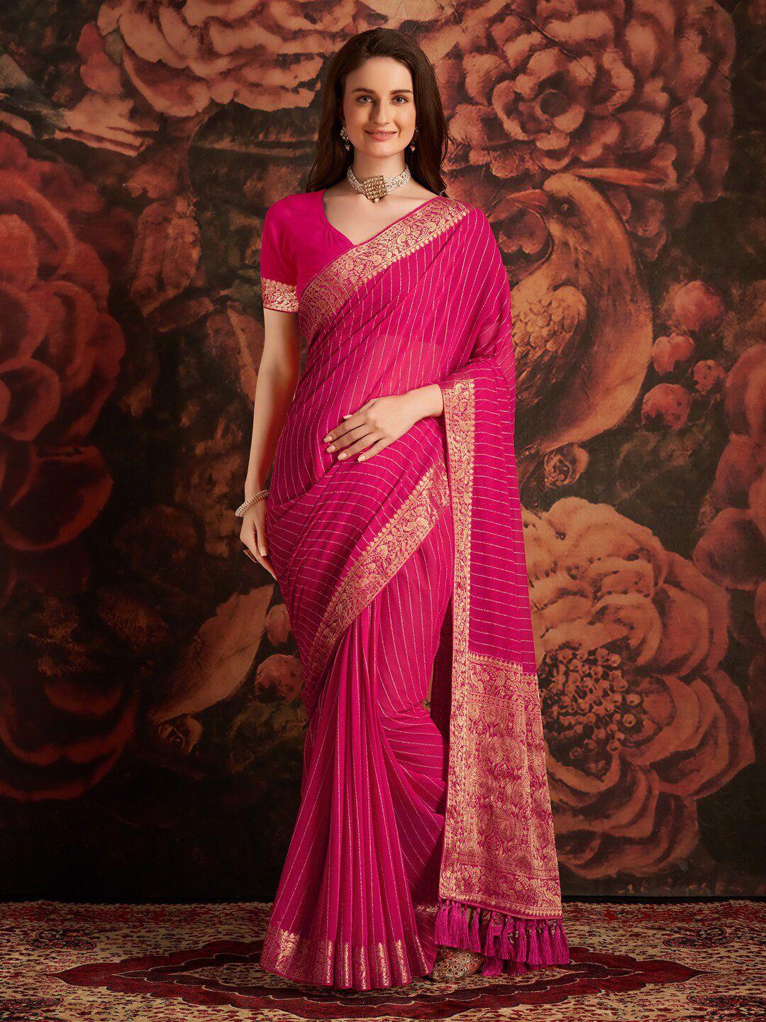 anouk striped zari banarasi saree