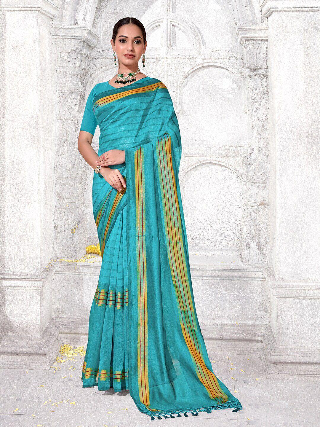 anouk striped zari khadi saree