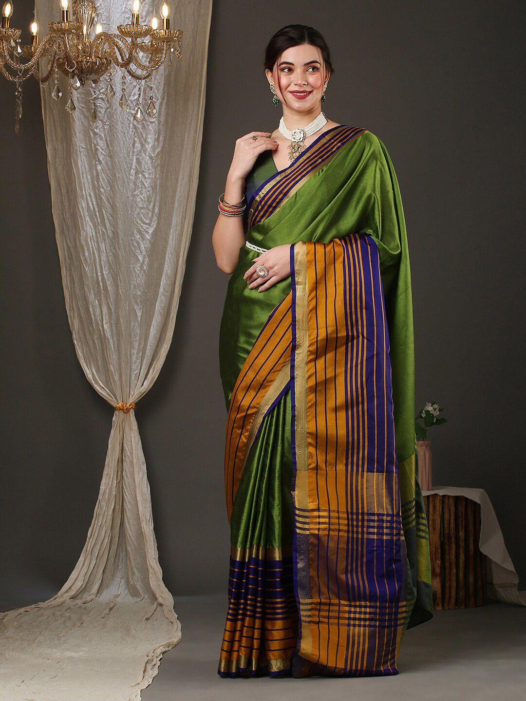 anouk striped zari silk blend saree