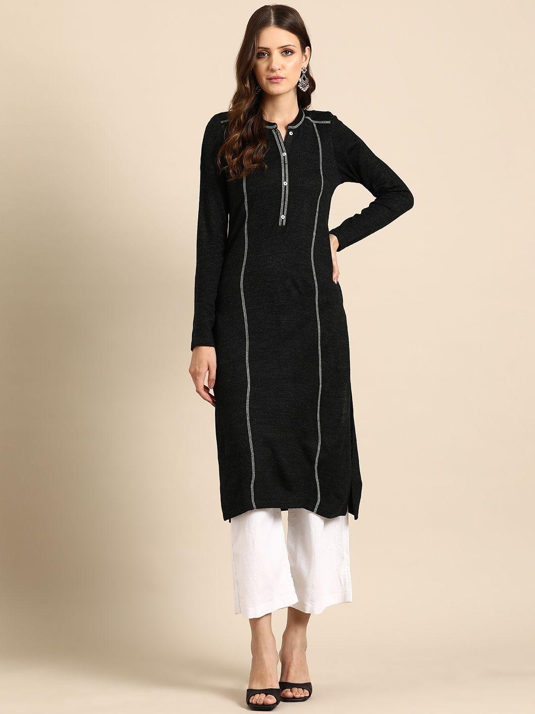 anouk thread work acrylic winter kurta