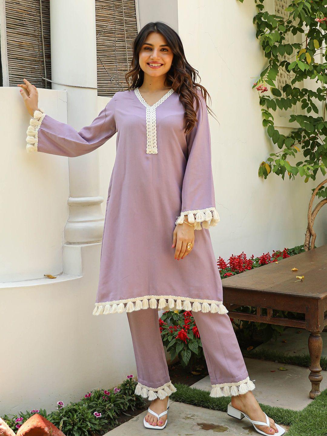 anouk v-neck long sleeves yoke design regular co-ords set