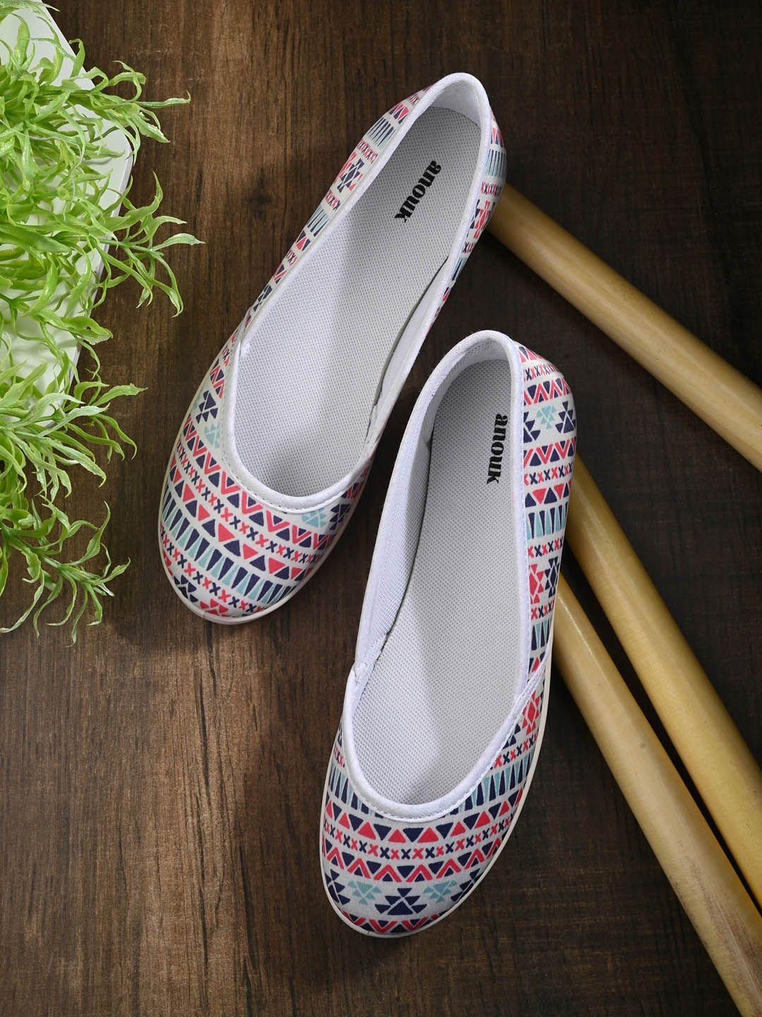 anouk white & red printed ballerinas