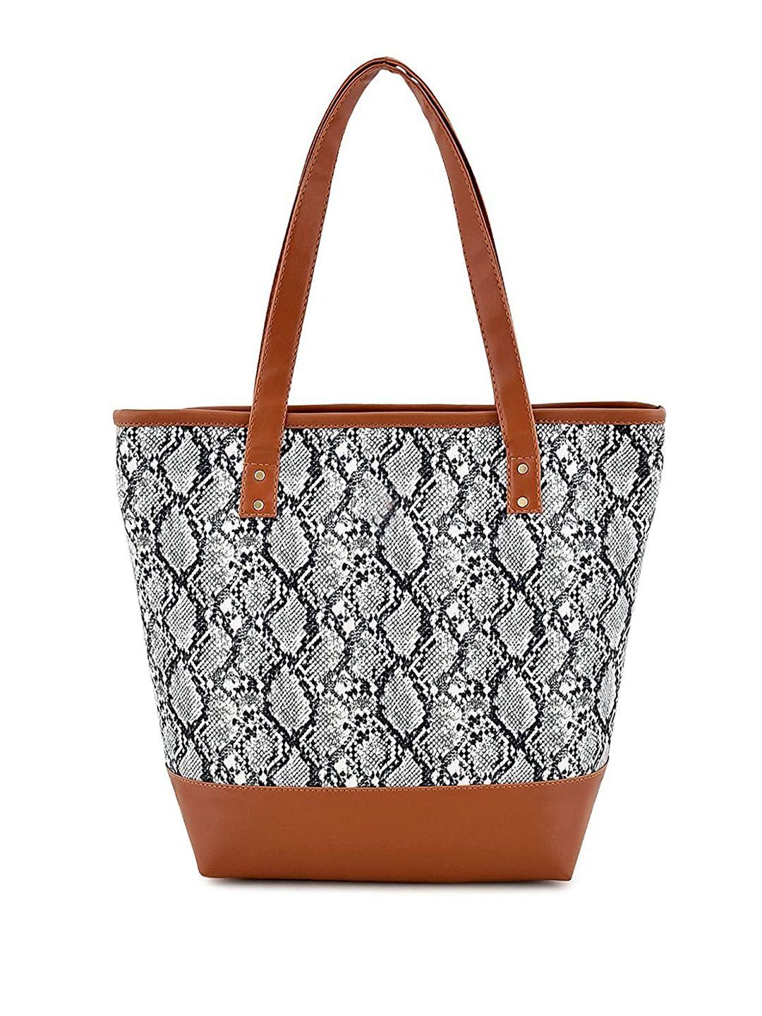 anouk white animal printed shopper tote bag