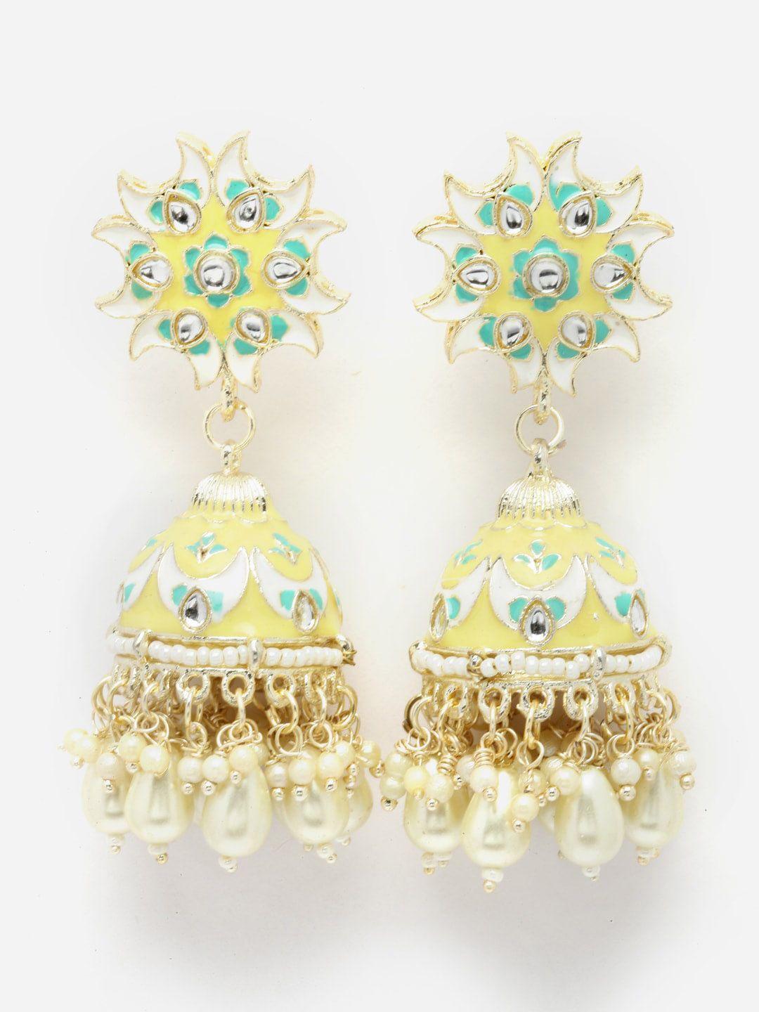 anouk white dome shaped jhumkas earrings