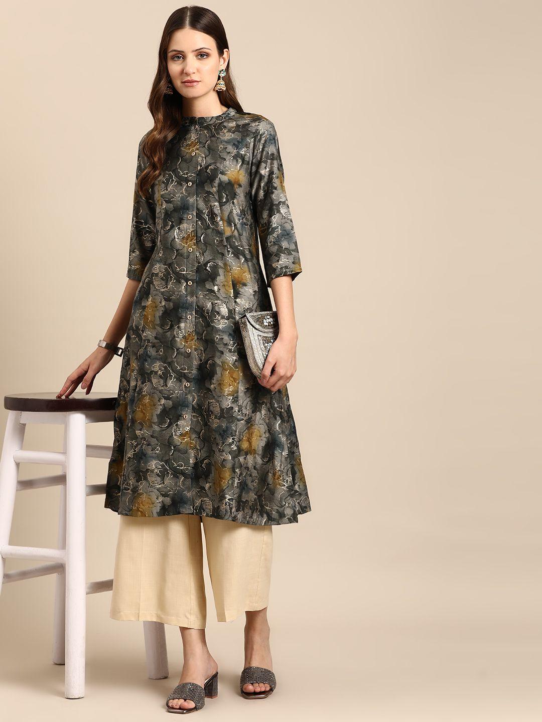 anouk women abstract printed a-line kurta