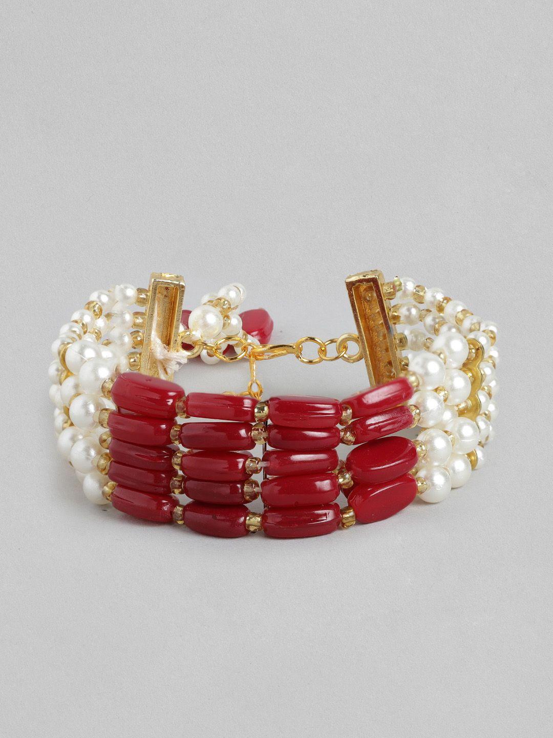 anouk women brass pearls gold-plated wraparound bracelet