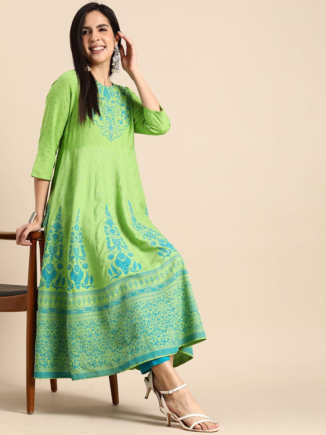 anouk women ethnic motifs printed anarkali kurta with trousers