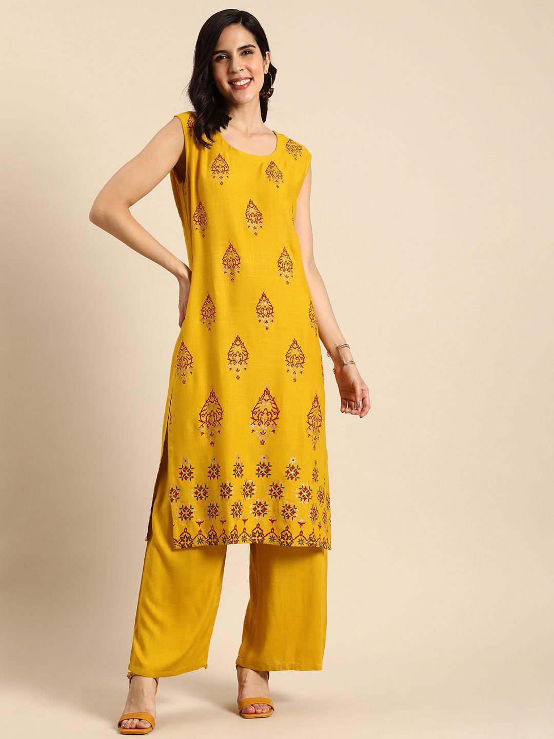 anouk women ethnic motifs printed kurta with palazzos