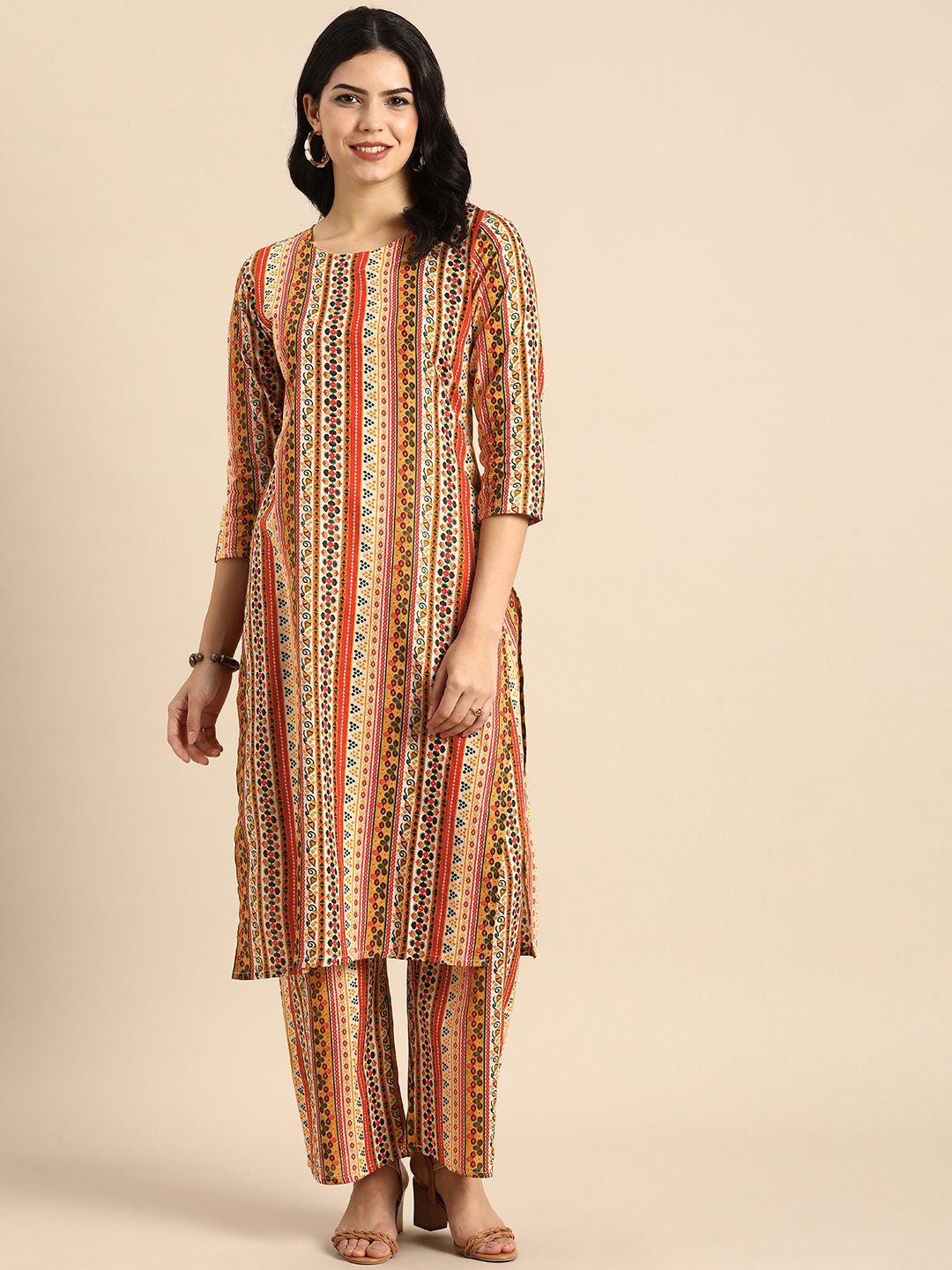 anouk women ethnic motifs printed regular pure cotton kurta with trousers