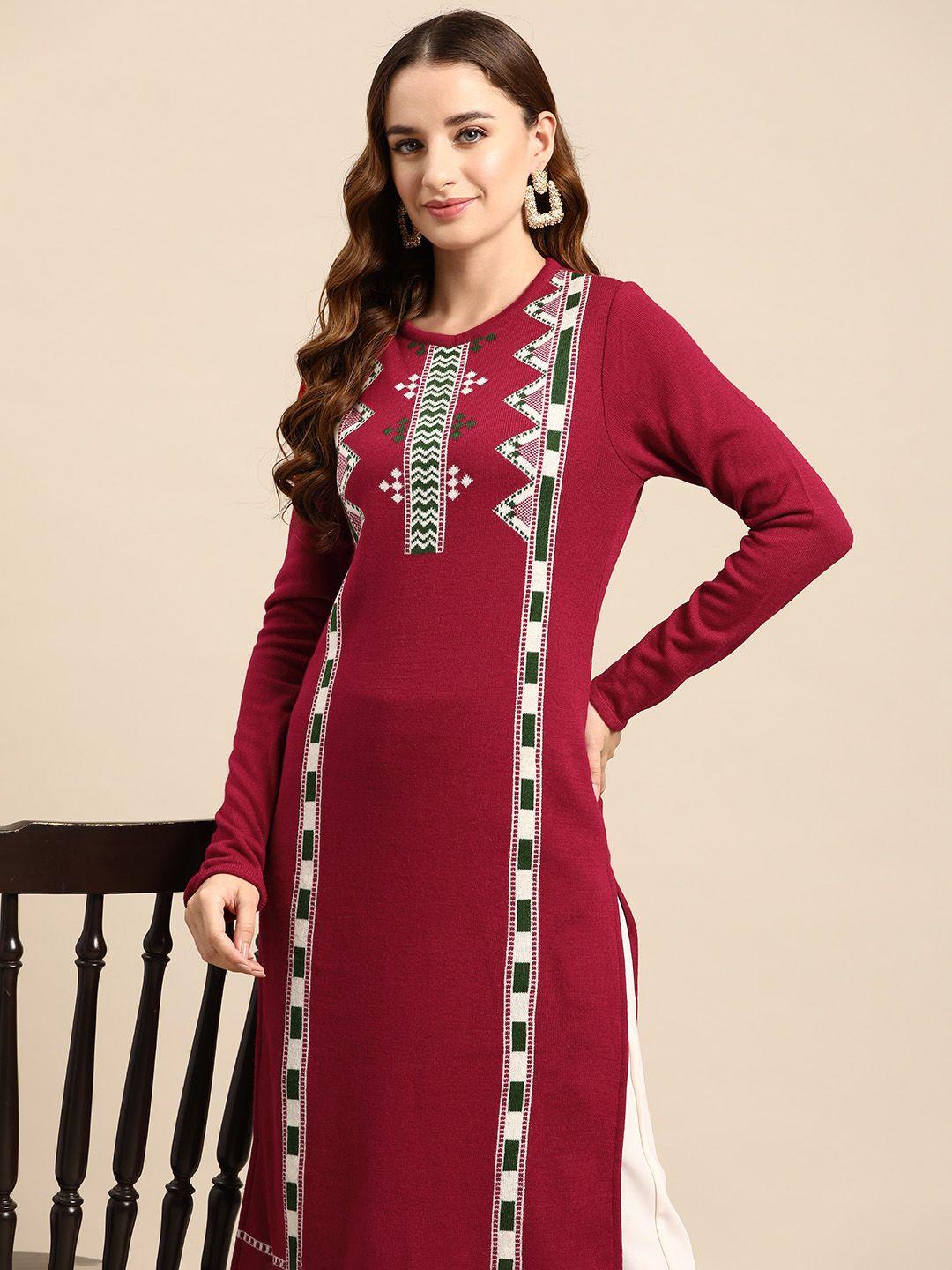 anouk women ethnic motifs printed winter kurta