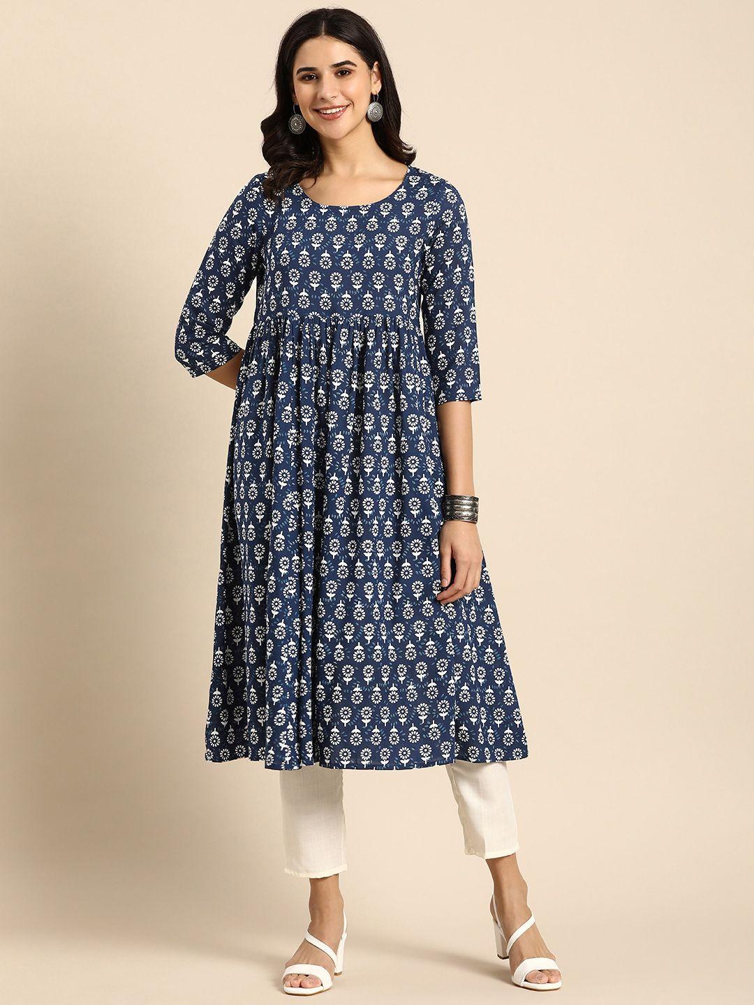 anouk women floral printed a-line kurta