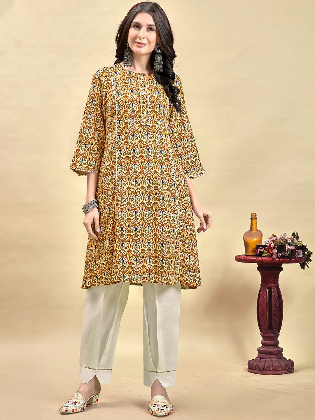 anouk women floral printed panelled kurta with salwar