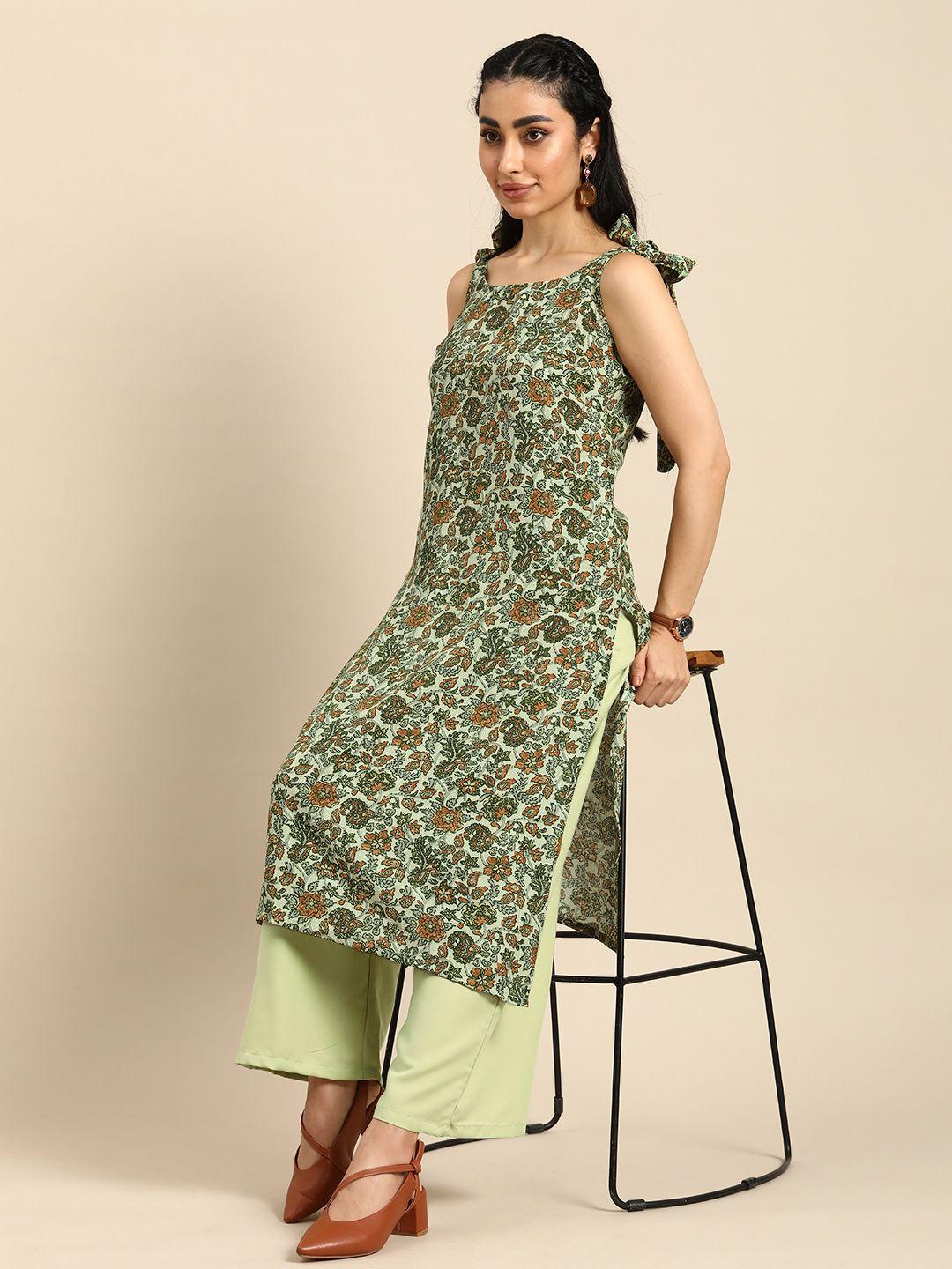 anouk women floral printed regular kurta with palazzos