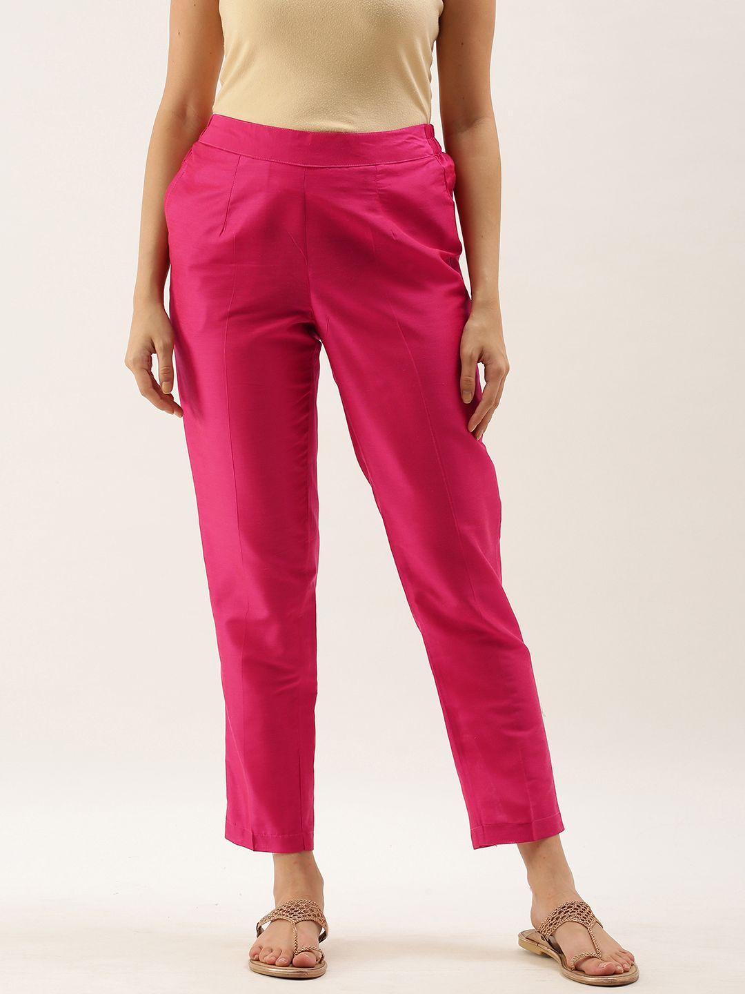 anouk women fuchsia pink cigarette trousers