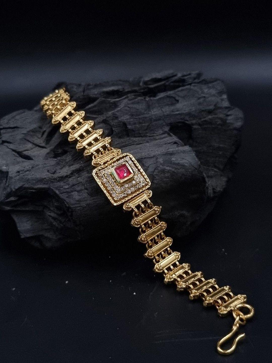 anouk women gold-plated brass kundan wraparound bracelet