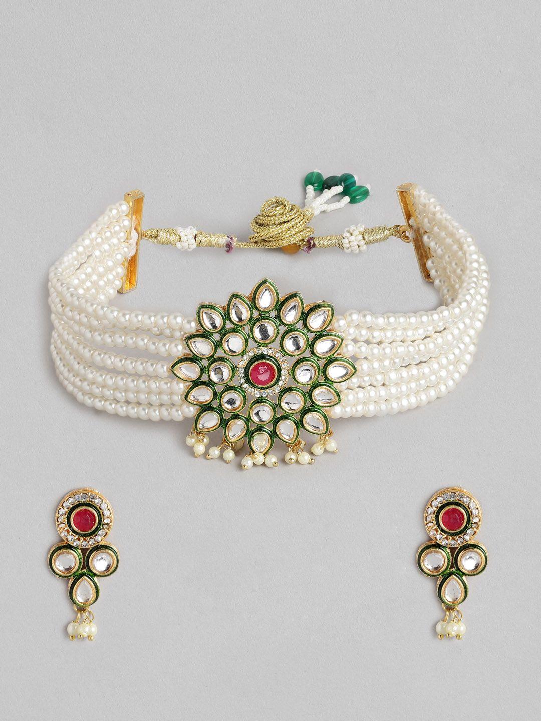 anouk women gold-plated kundan jewellery set