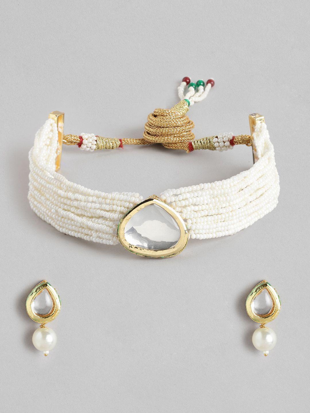 anouk women gold-plated kundan necklace set